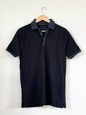 Men’s Navy Polo Shirt - Denim and Flower Ricky Singh Size M